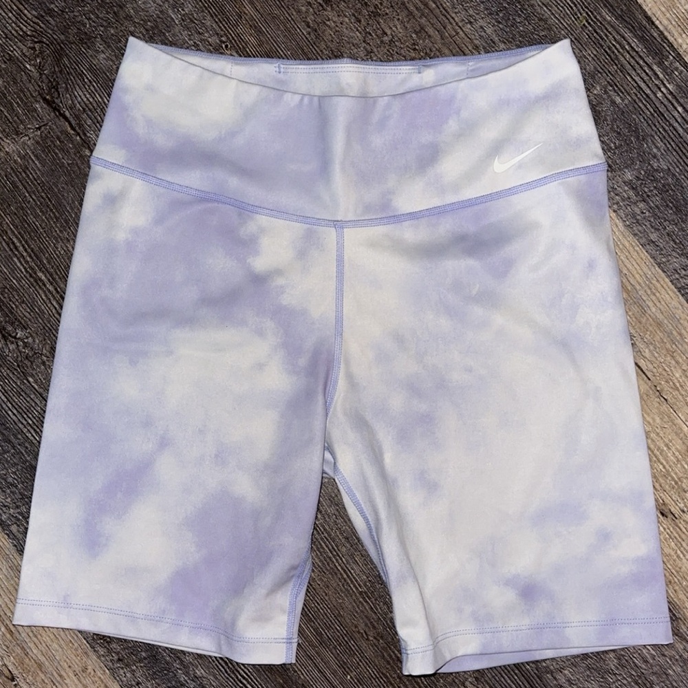 Nike pro purple tie dye biker shorts